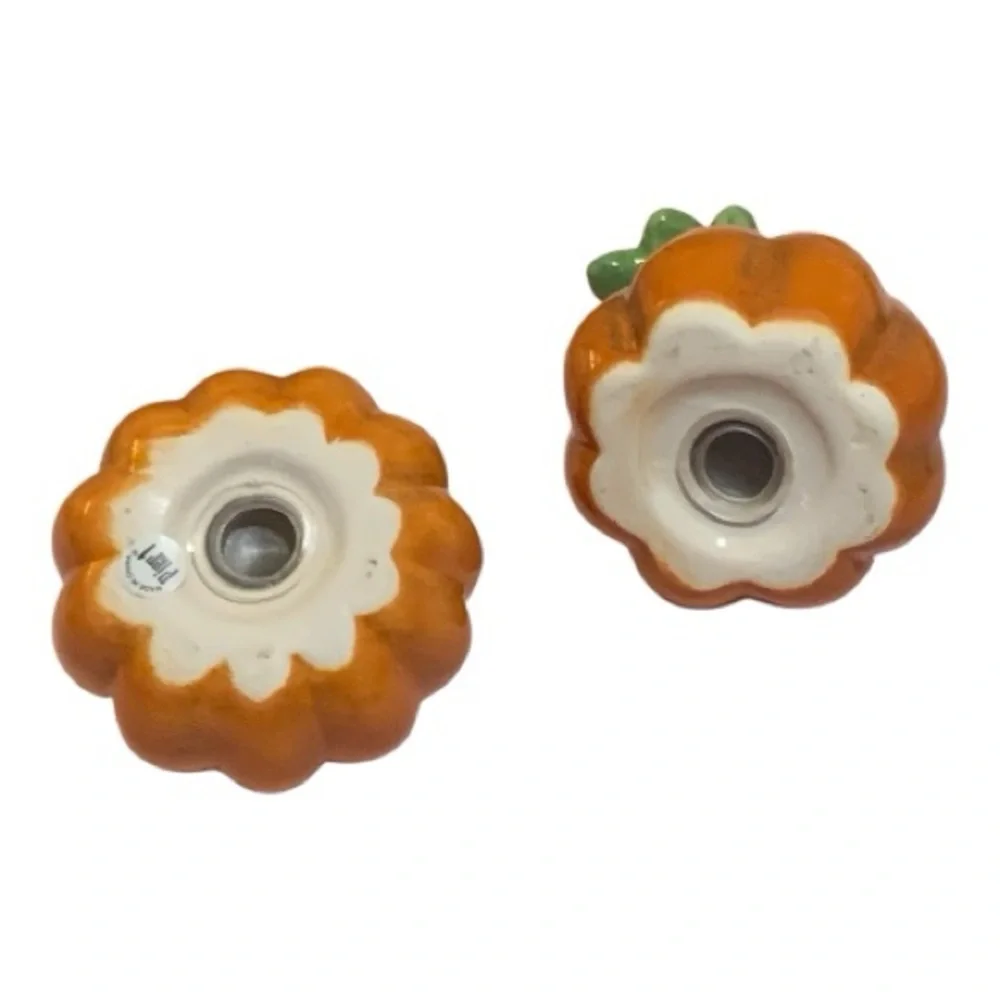 Pier‎ 1 Autumn Ceramic Pumpkin Salt and Pepper Shakers Thanksgiving